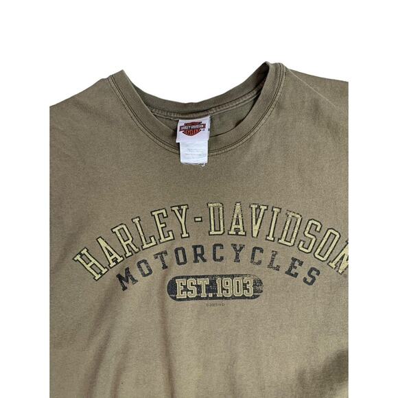 Harley Davidson Men's Sz Large Shirt Army Green Cut Off West Palm Beach Florida - Picture 2 of 6